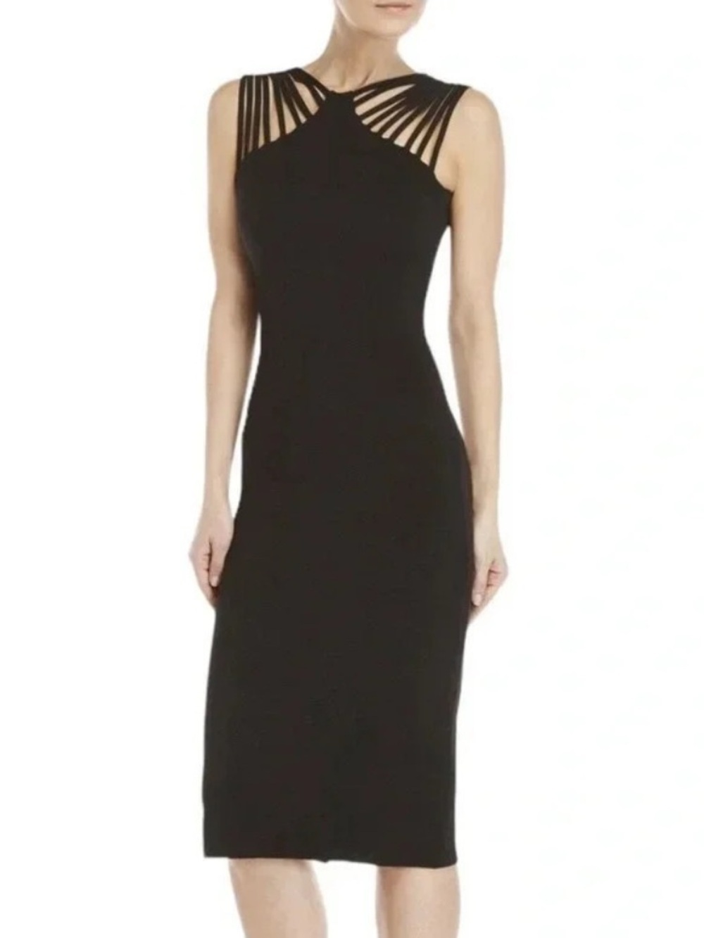 Joseph Ribkoff Strappy Cut Out Black Sheath Dress Size 6